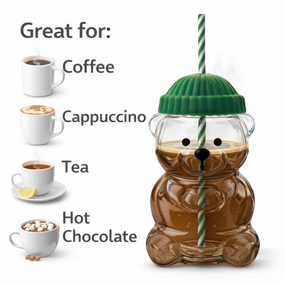 Cute Bear Reusable Cup with Straw product image