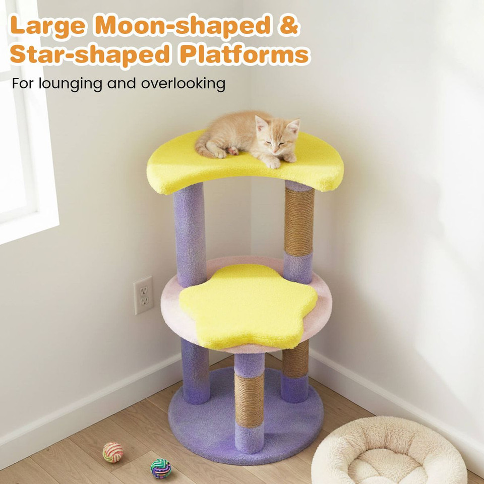 29” Cat Tree with Star and Moon Shaped Platforms product image