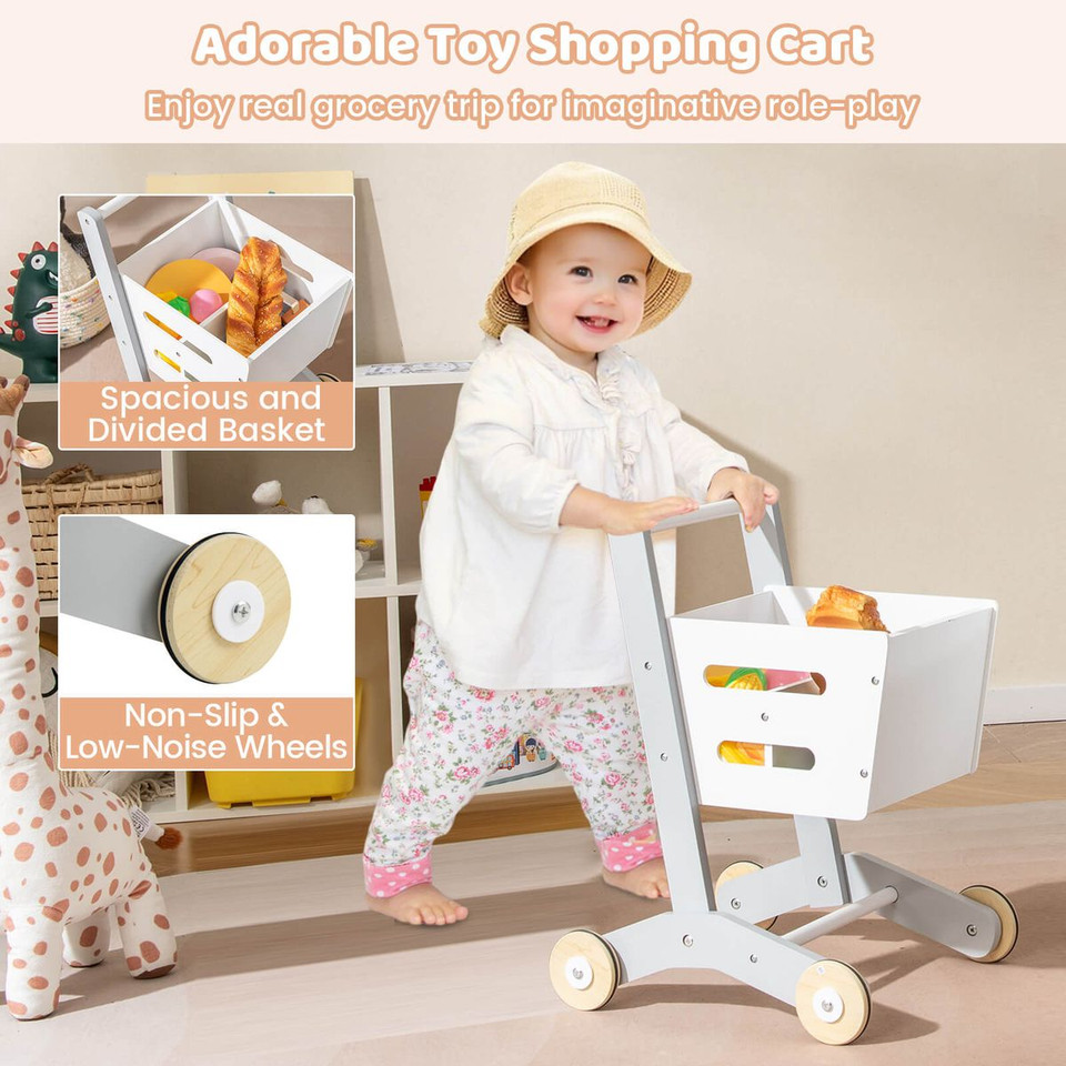 Kids Grocery Store Playset With Shopping Cart And Chalkboard product image