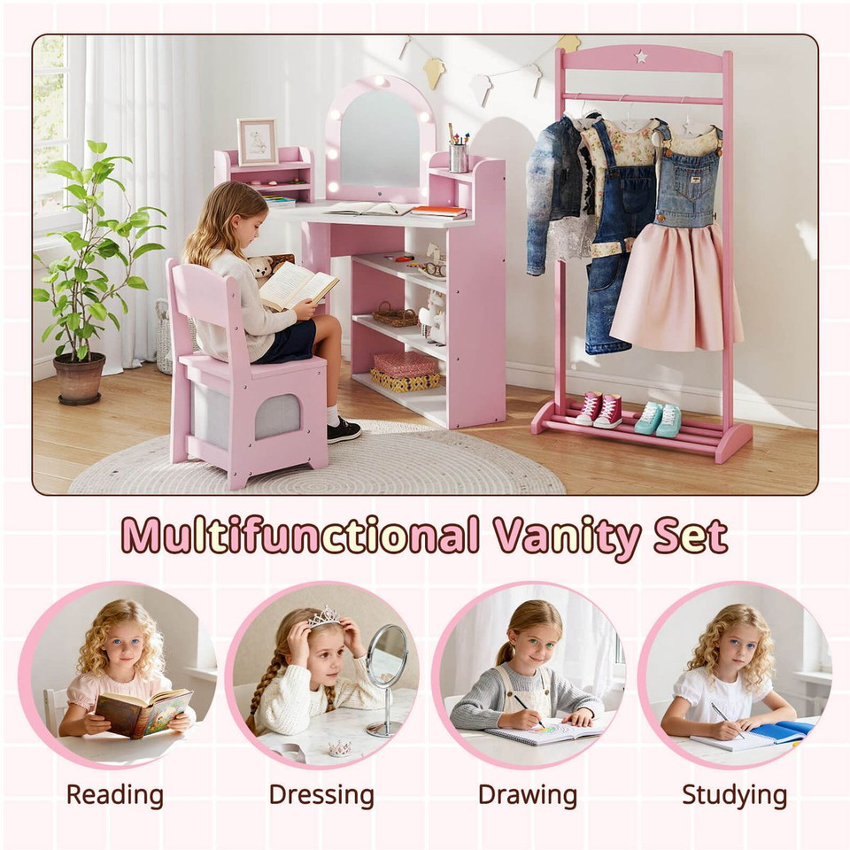 Corner Kids Vanity with Lights and Shelves product image