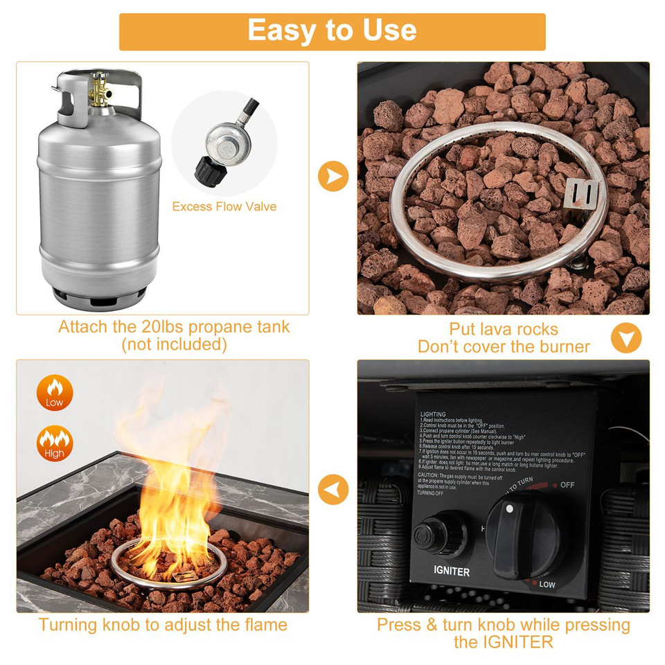 35'' Propane Gas Fire Pit Table  with Lava Rocks product image