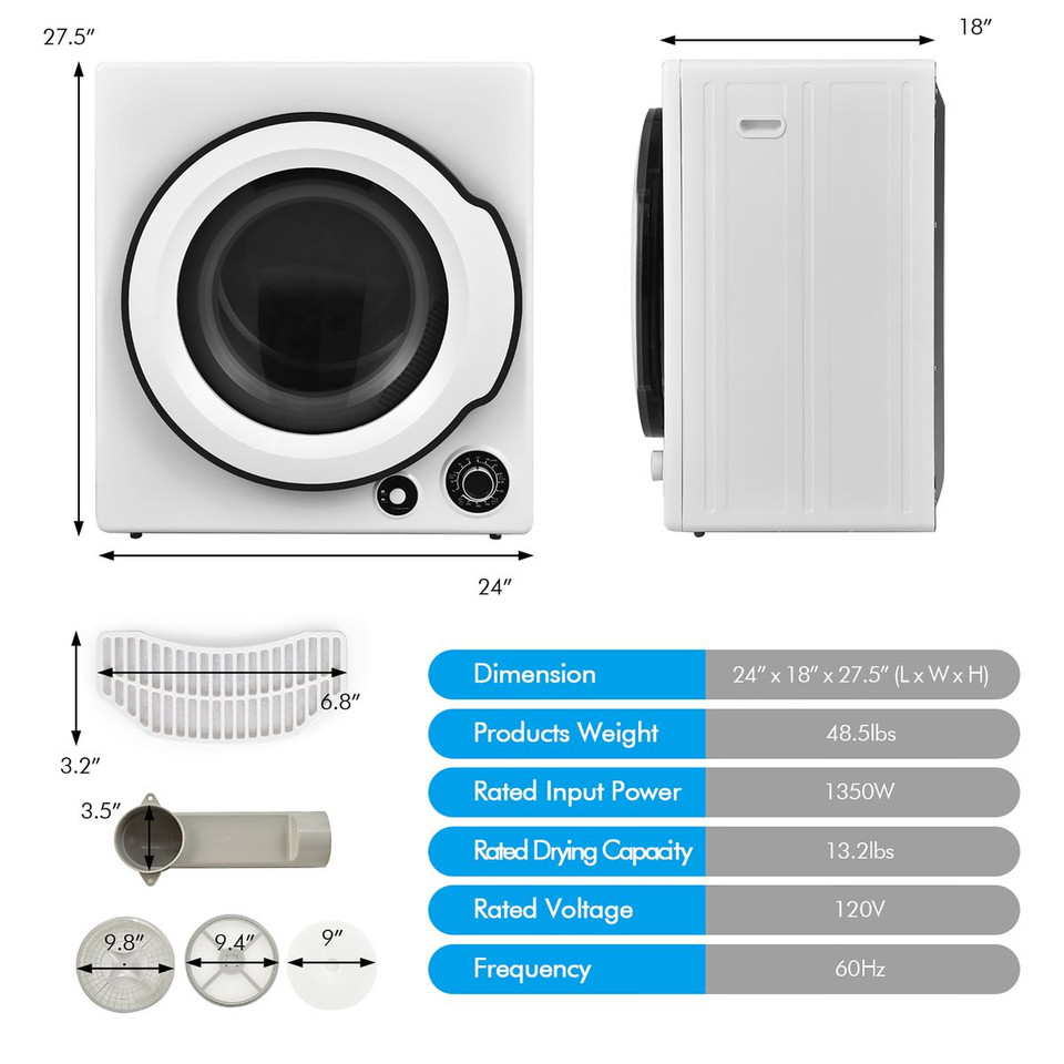 1350W Electric Compact Laundry Dryer product image