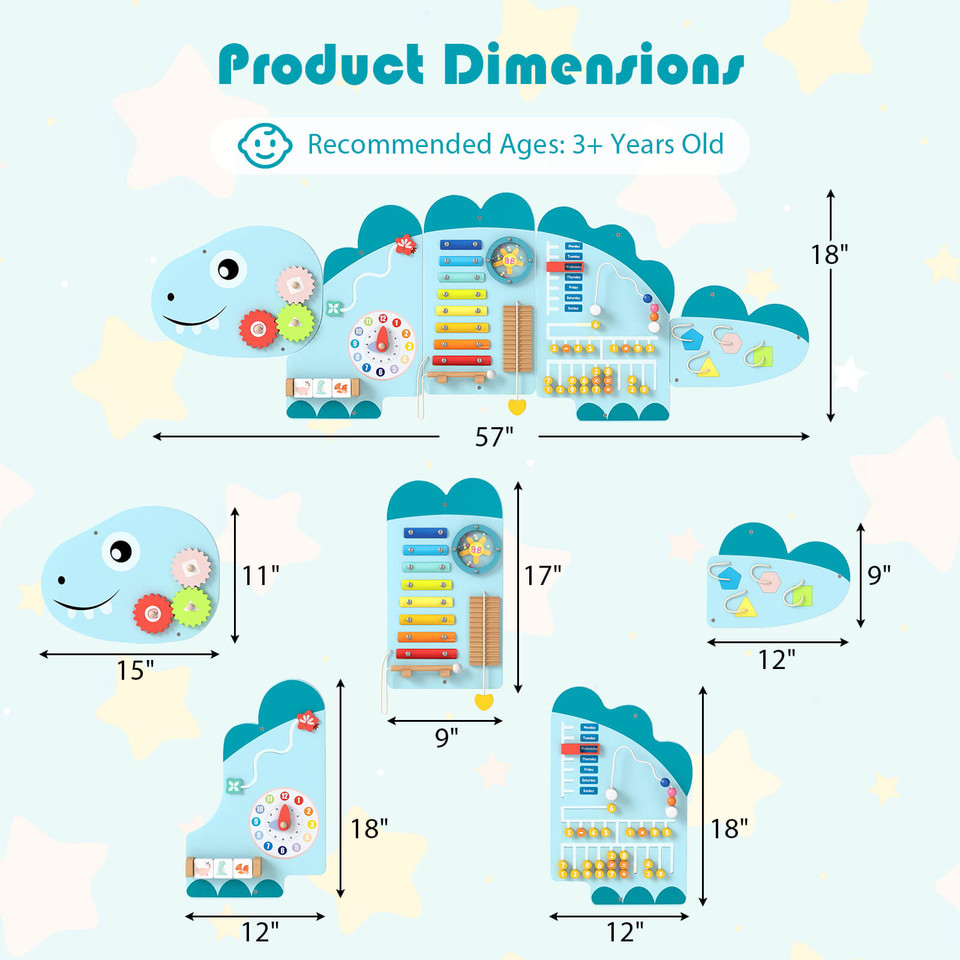 11-in-1 Dinosaur Activity Wall Busy Board product image