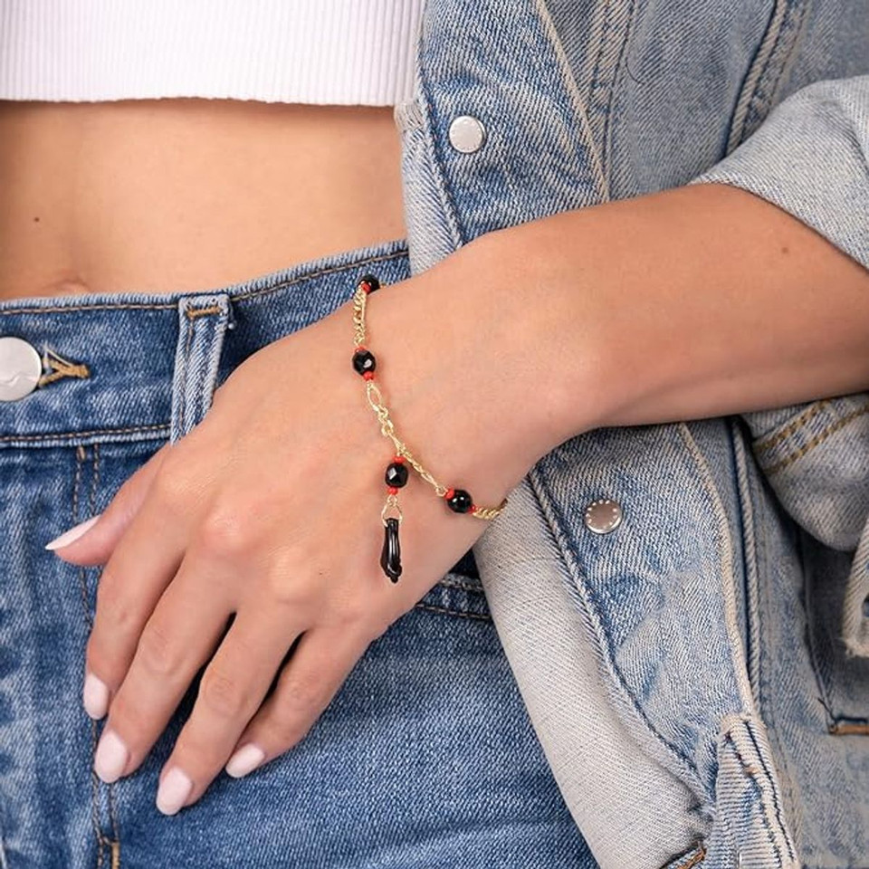 18K Gold Plated Figaro Azabache Bracelet product image