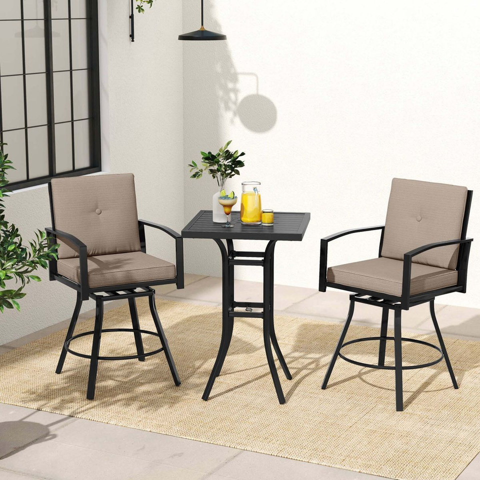 3-Piece Patio Swivel Bar Set with Umbrella Hole product image