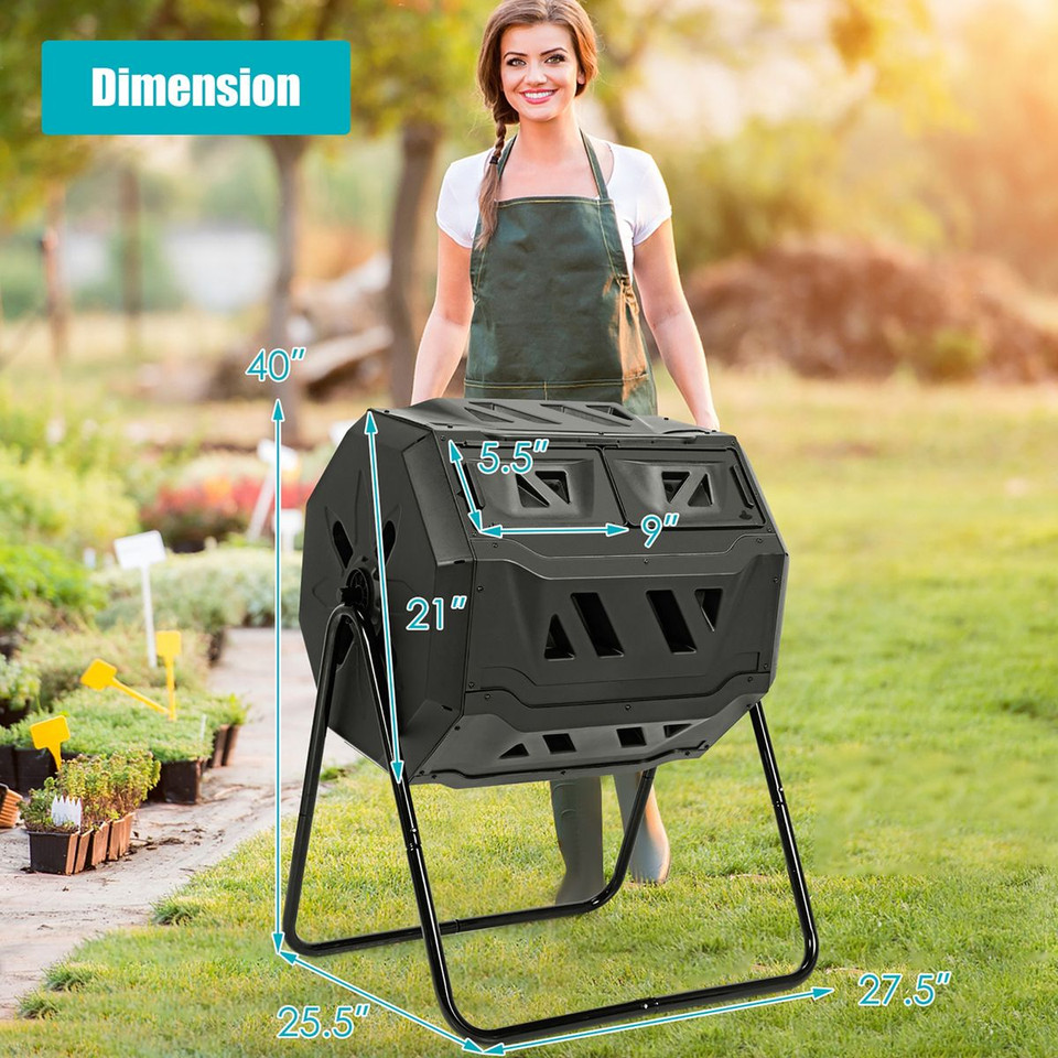 43-Gallon Composting Tumbler Bin with Dual Rotating Chamber product image