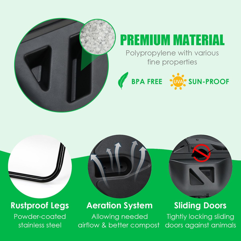 43-Gallon Composting Tumbler Bin with Dual Rotating Chamber product image