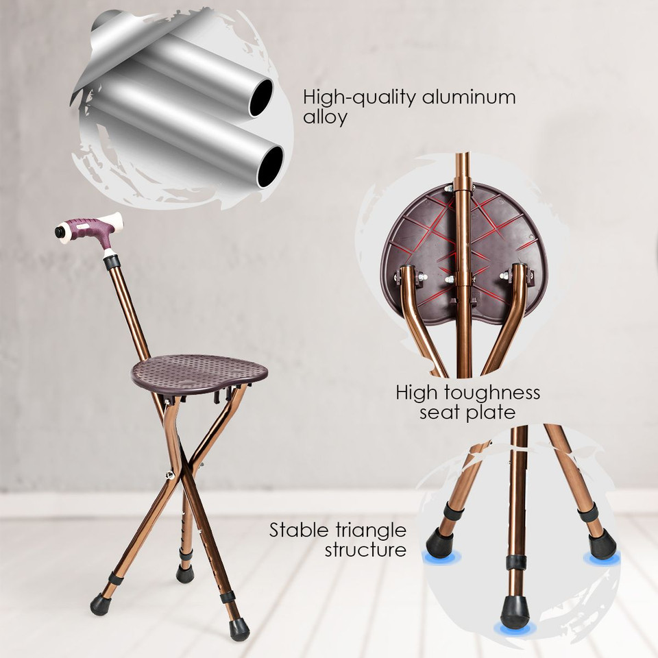 Lightweight Adjustable Folding Cane Seat with Light product image