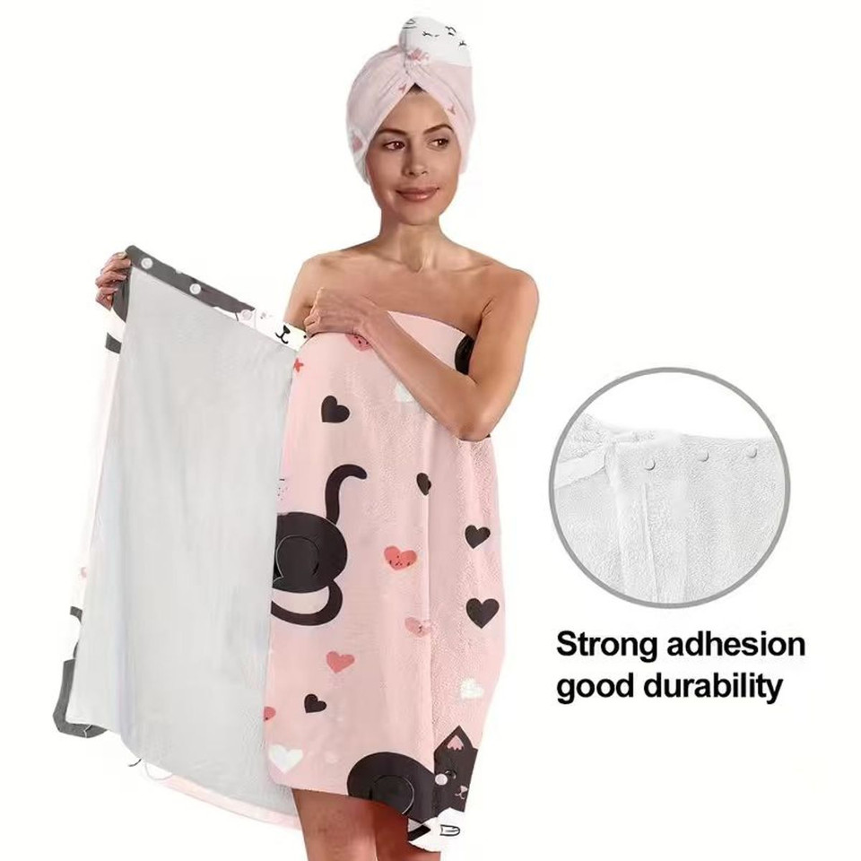 Cartoon Cat Bath Towel (2 Piece Set) product image