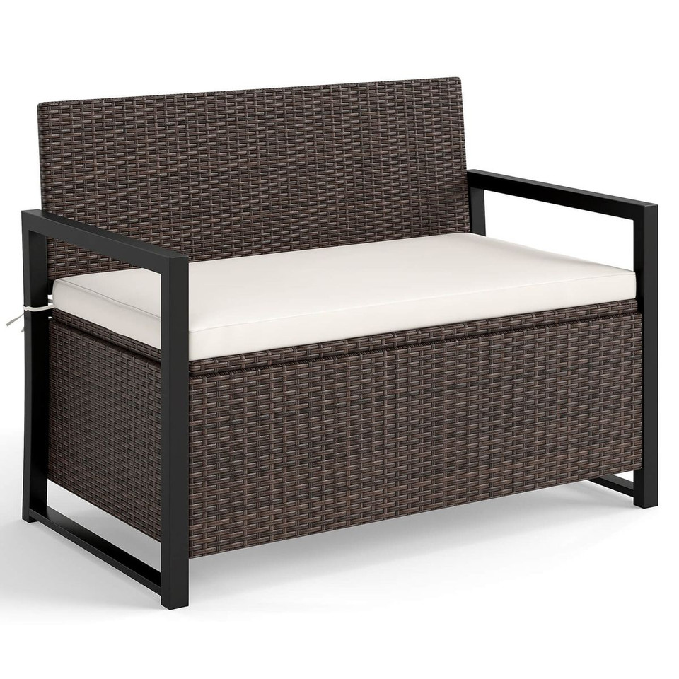 Rattan Loveseat with Inclined Backrest and Under-Seat Storage product image