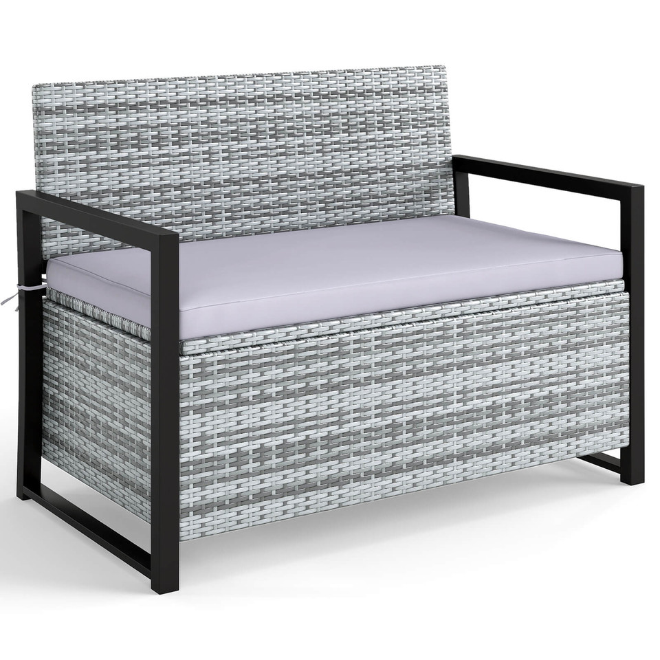 Rattan Loveseat with Inclined Backrest and Under-Seat Storage product image