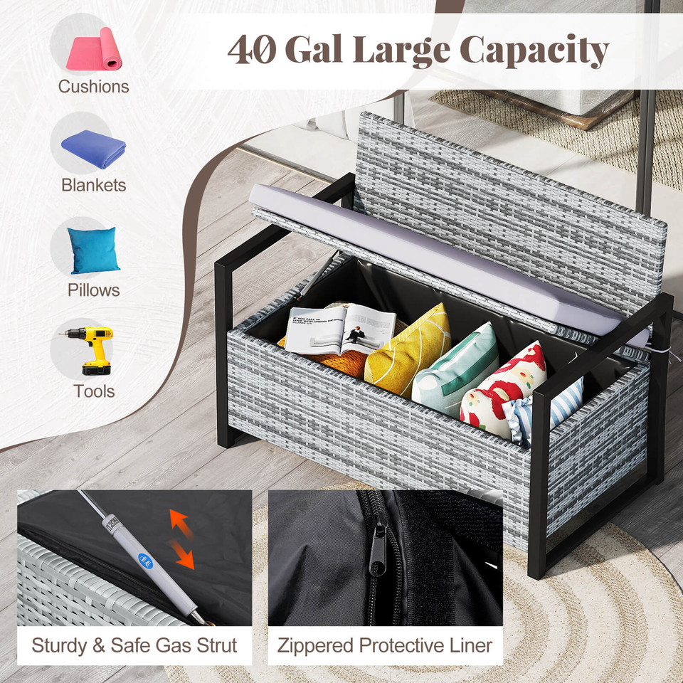 Rattan Loveseat with Inclined Backrest and Under-Seat Storage product image