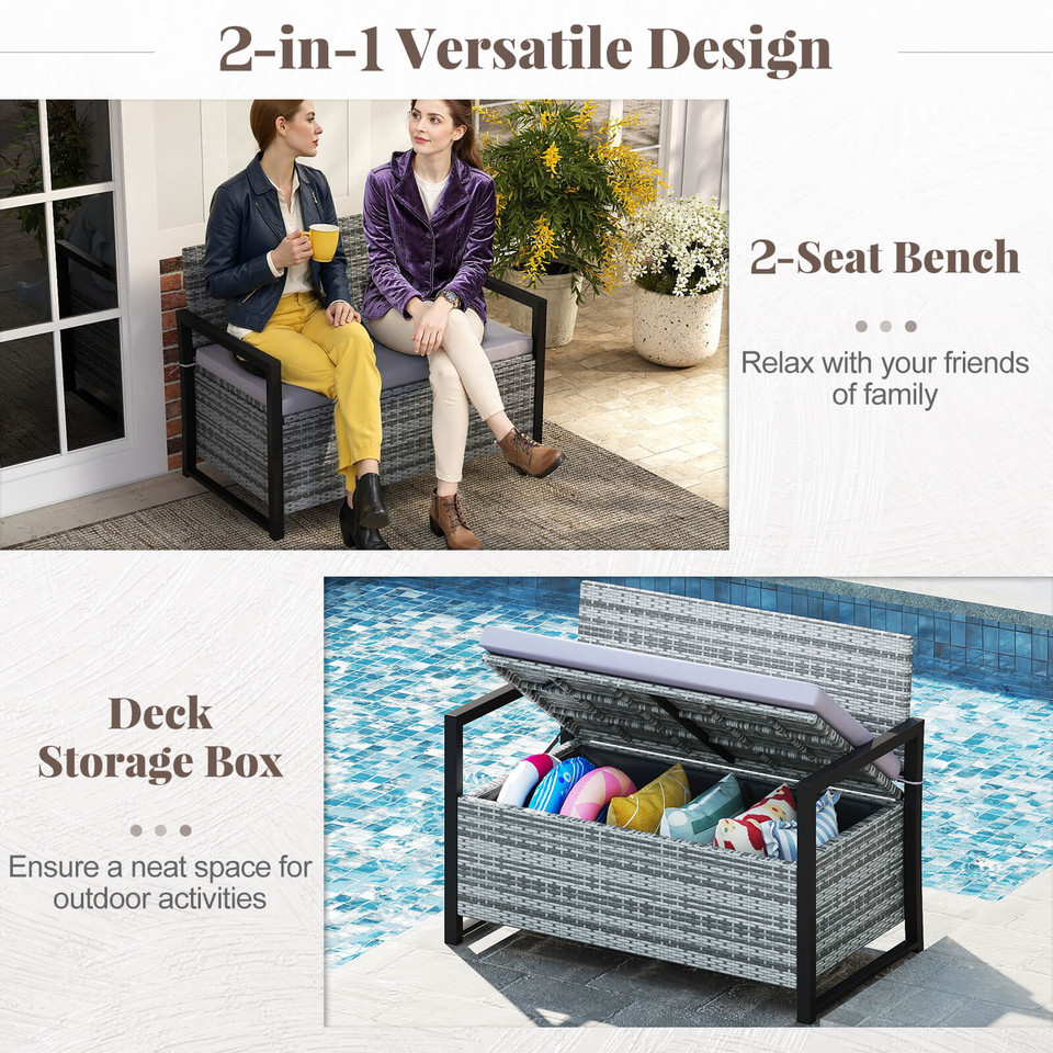Rattan Loveseat with Inclined Backrest and Under-Seat Storage product image