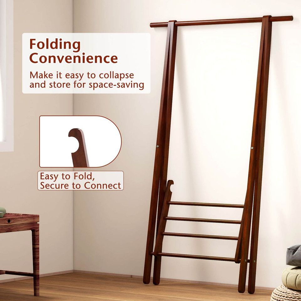Foldable Wooden Clothes Hanging Rack product image