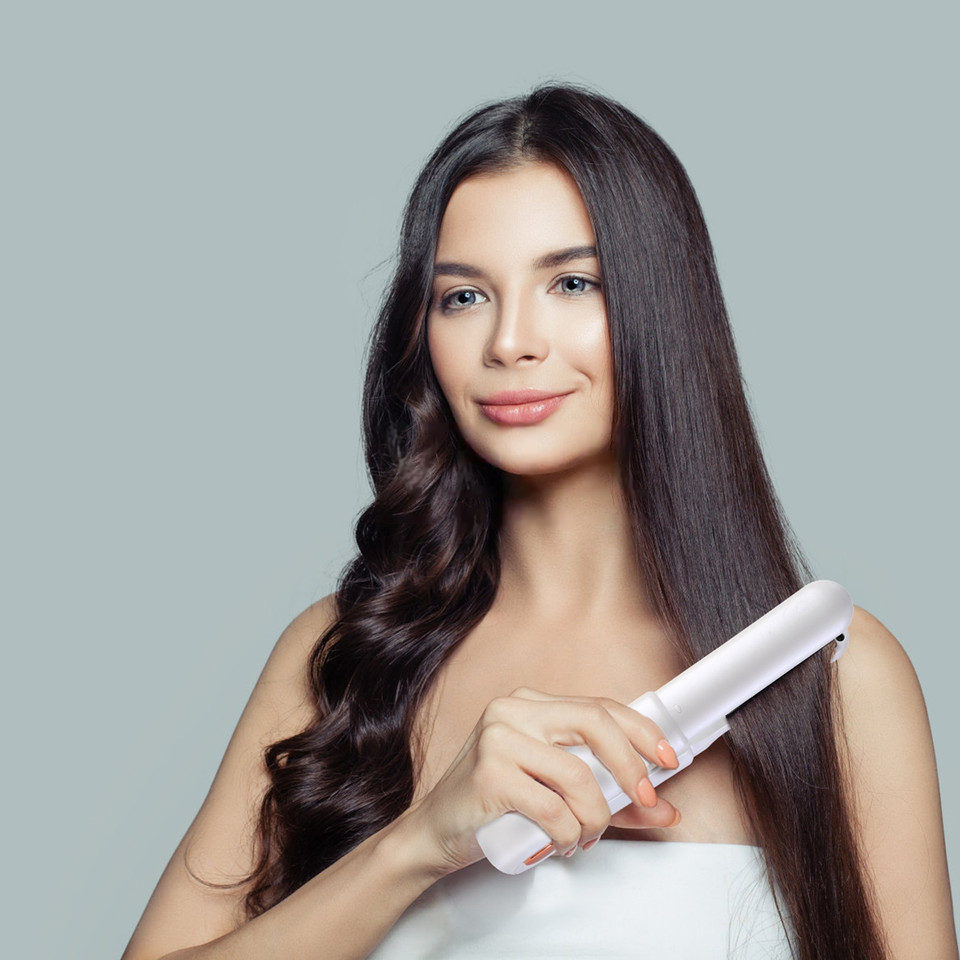 2‑in‑1 Cordless Ceramic Flat Iron & Hair Straightening Brush product image