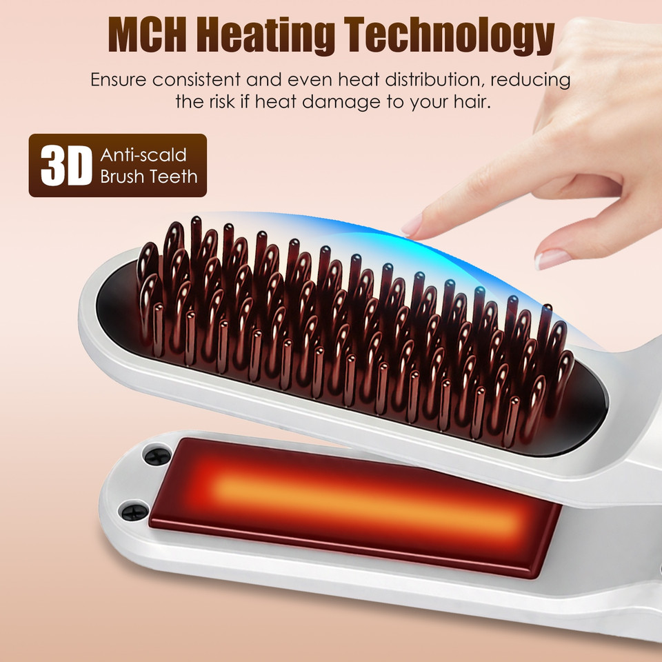 2‑in‑1 Cordless Ceramic Flat Iron & Hair Straightening Brush product image