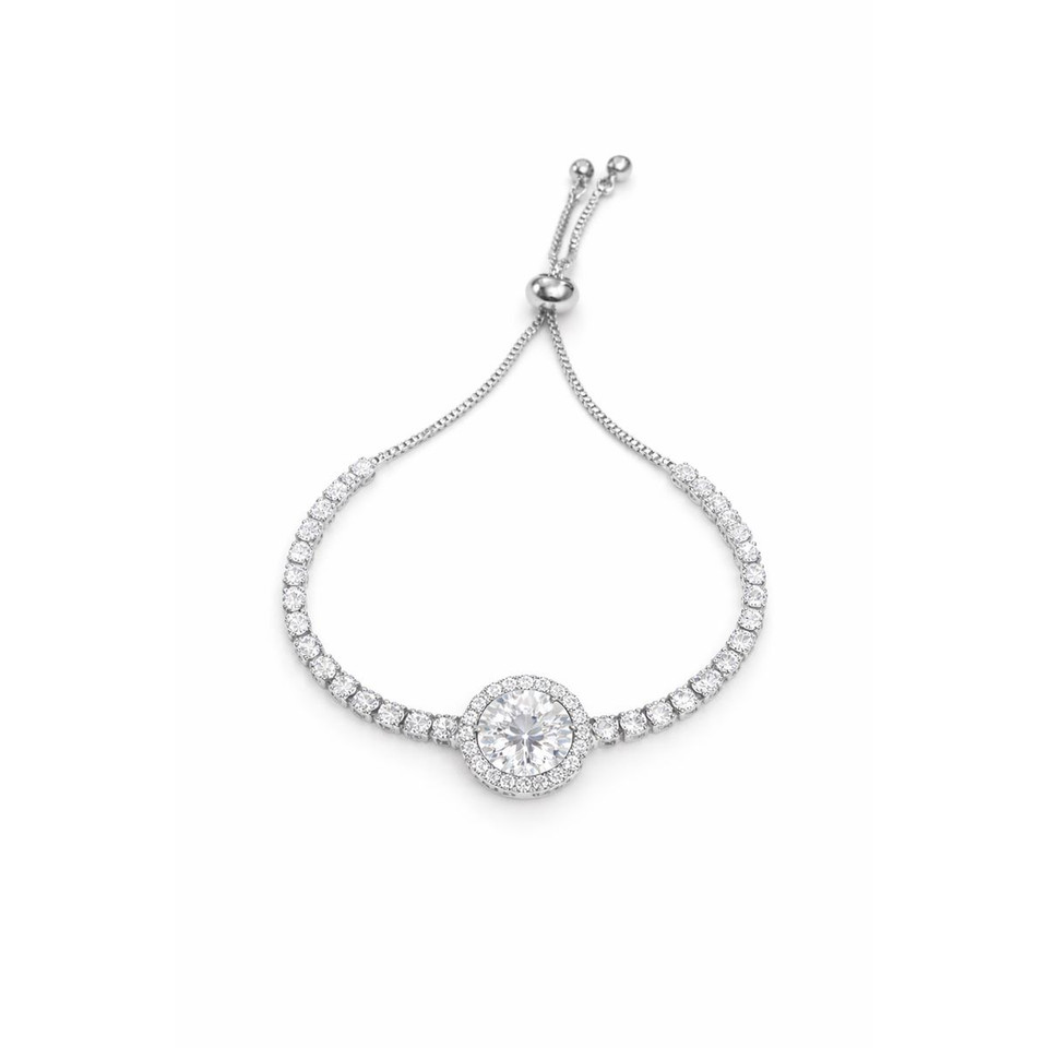 18K Gold Plated Adjustable Halo CZ Slider Bracelet product image