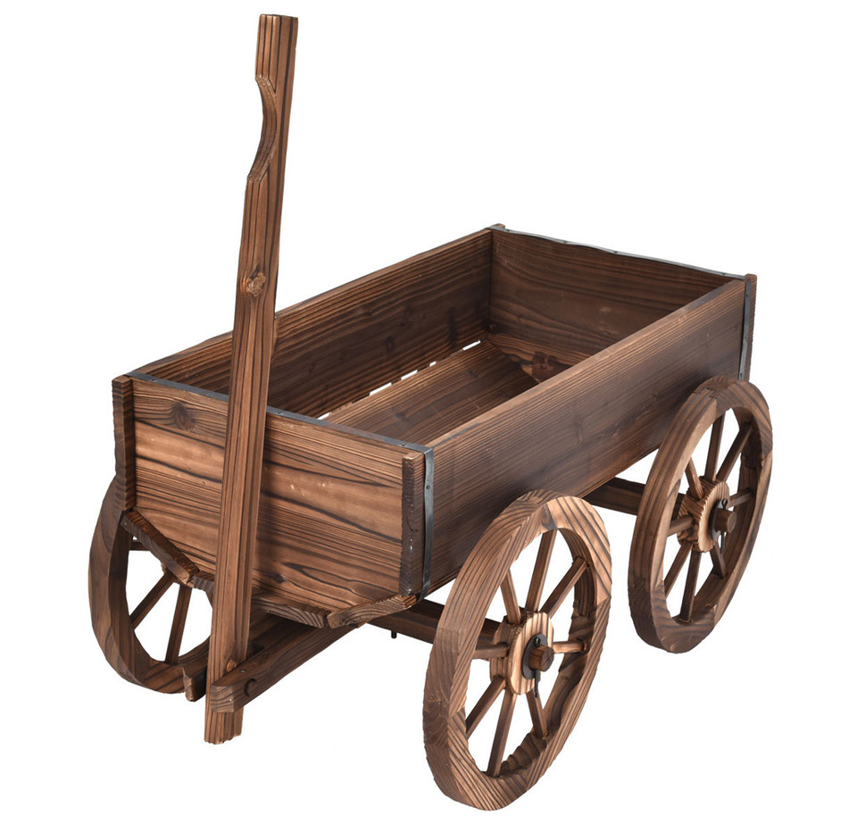 Wood Wagon Flower Planter with Wheels product image