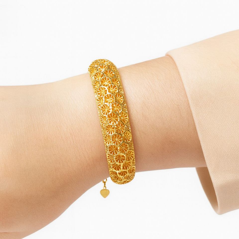 Gold-Plated Floral Filigree Bangle Bracelet product image