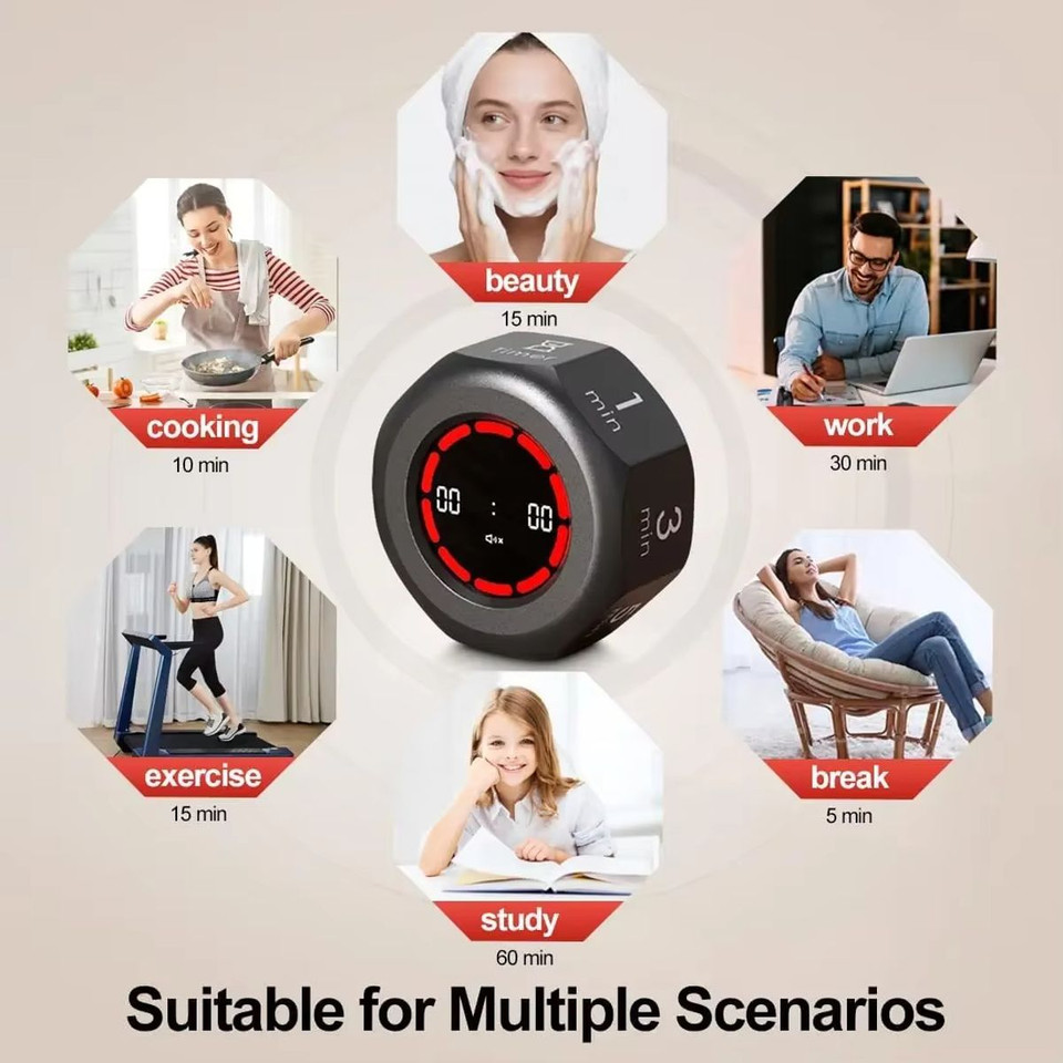 Visual Flip Timer Gravity Sensor Countdown Timer For Study Learning Kitchen Fitness Pomodoro Time Management Tool Color White product image