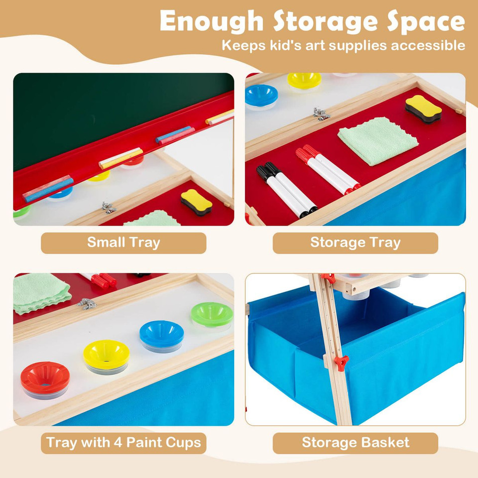 3-in-1 Height Adjustable Magnetic Whiteboard and Chalkboard product image