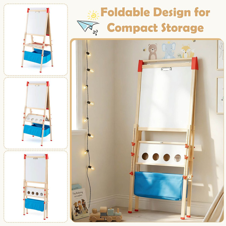 3-in-1 Height Adjustable Magnetic Whiteboard and Chalkboard product image