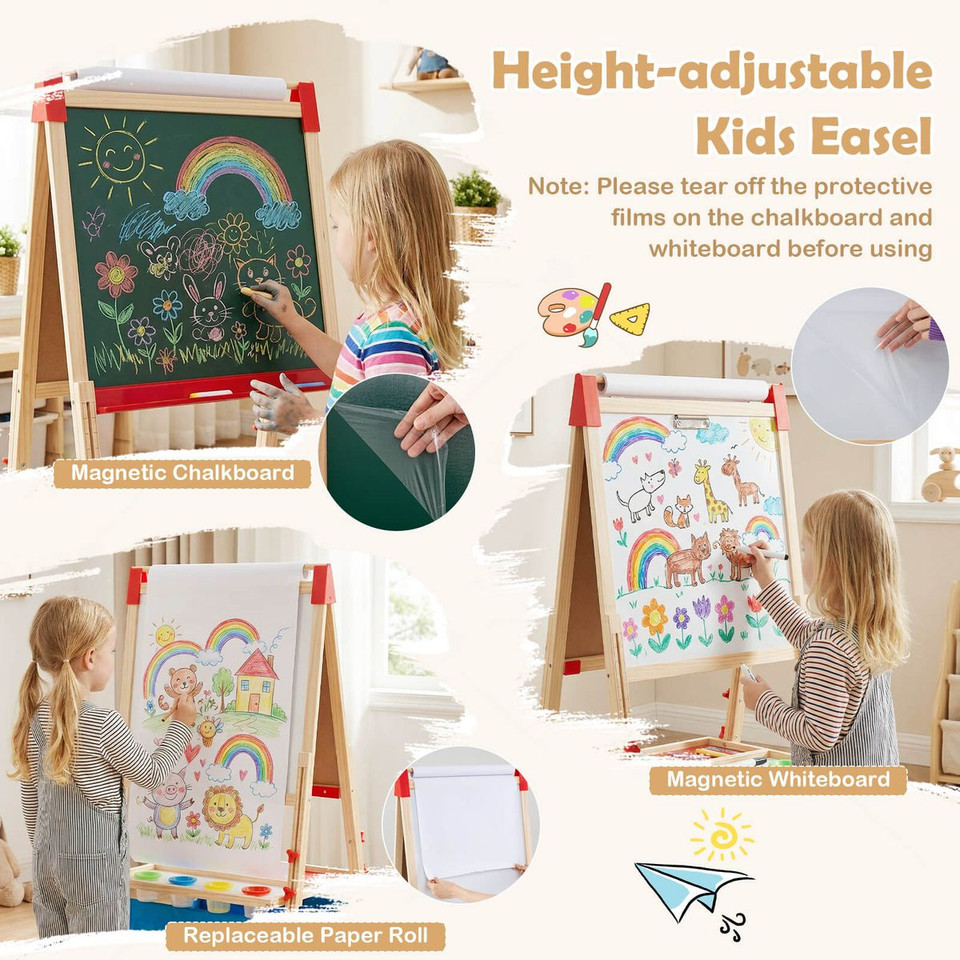 3-in-1 Height Adjustable Magnetic Whiteboard and Chalkboard product image