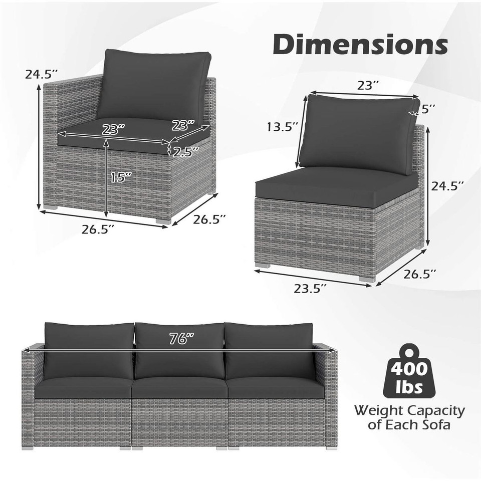 3-Piece Patio Sectional Sofa Set with Cushions product image
