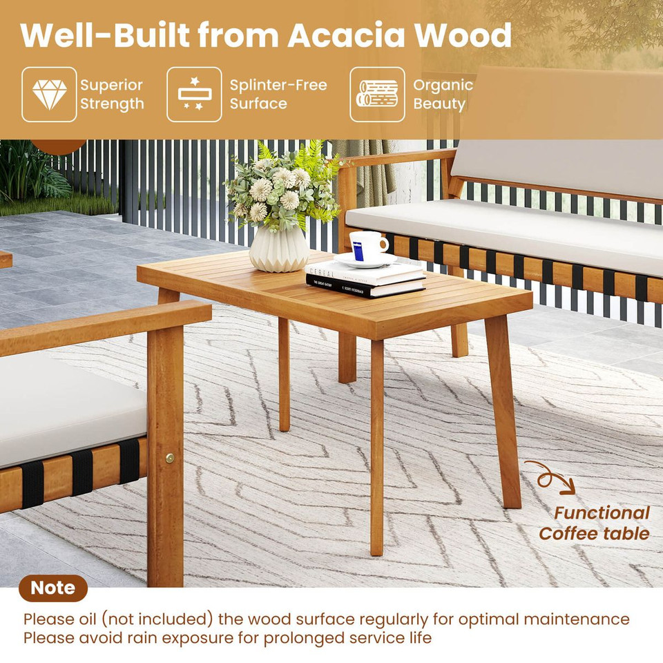 8-Piece Wood Furniture Set with Coffee Table product image