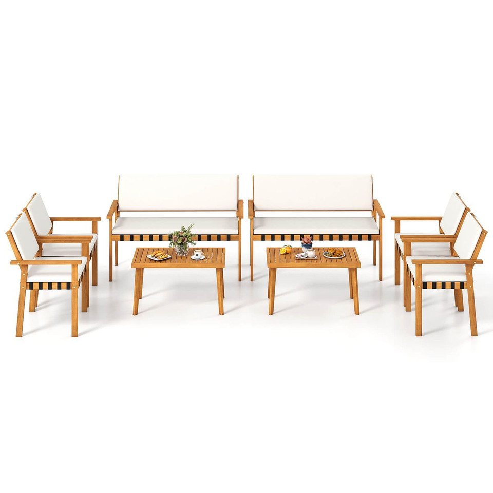 8-Piece Wood Furniture Set with Coffee Table product image
