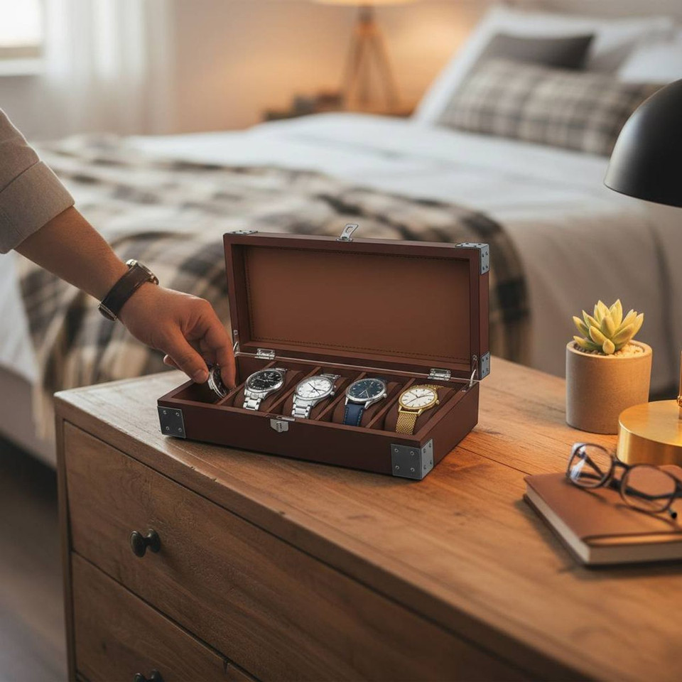 5-Slot Wood Watch Storage Box product image