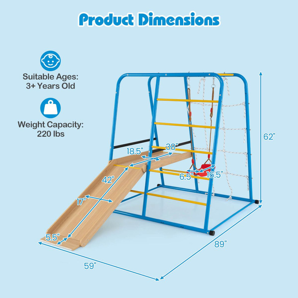 6-in-1 Indoor Jungle Gym with Climbing Rope Wall  product image