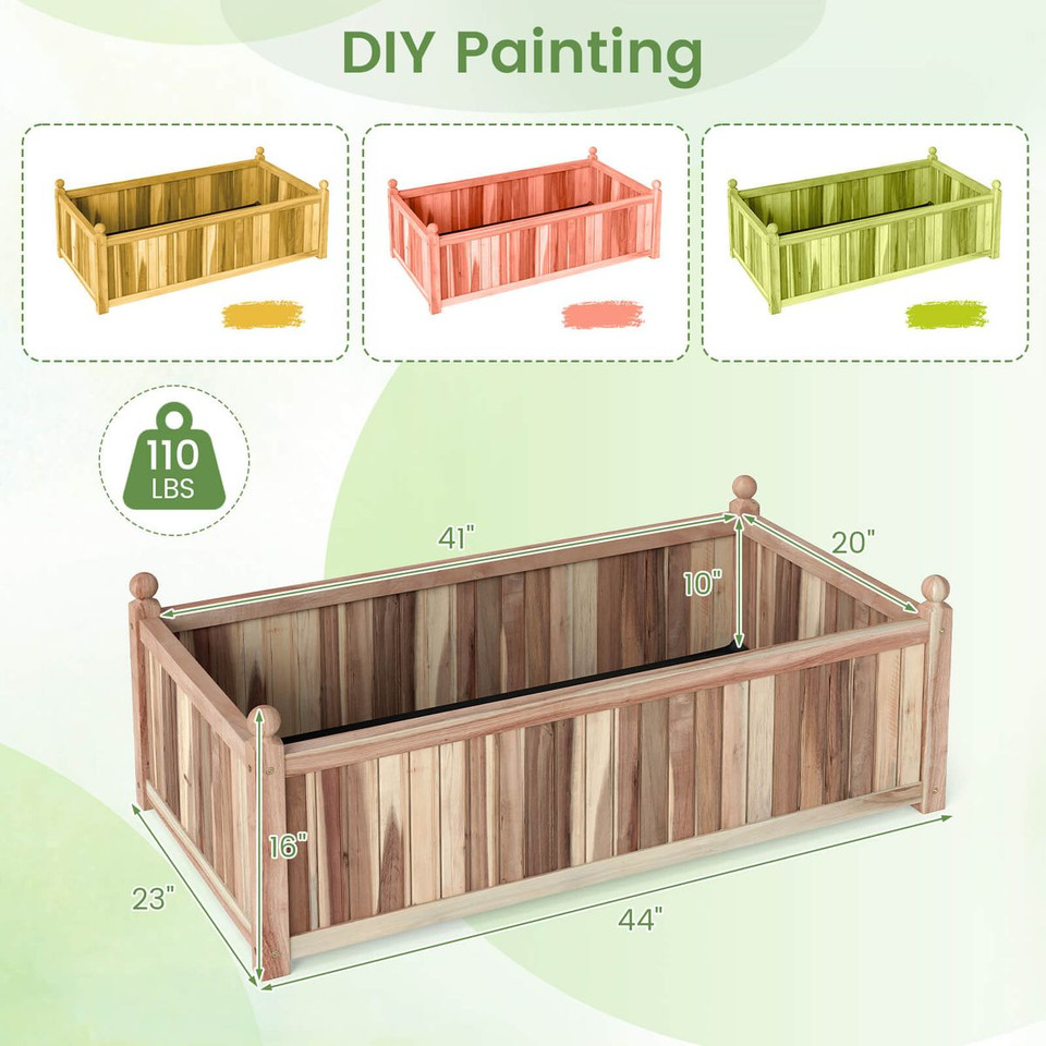 Natural Acacia Wood Rectangular Planter Box (1- or 2-Pack) product image