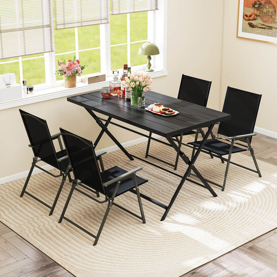 48” x 30” Foldable Dining Table with Slatted Tabletop product image