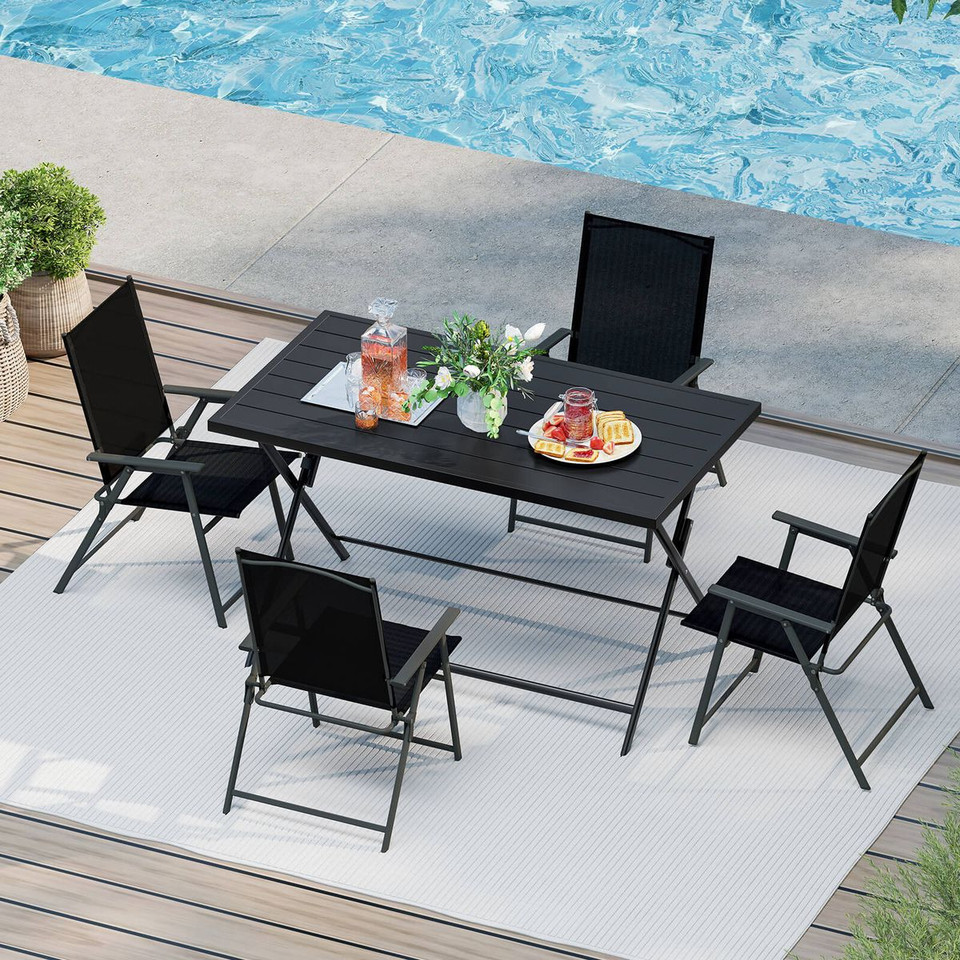 48” x 30” Foldable Dining Table with Slatted Tabletop product image