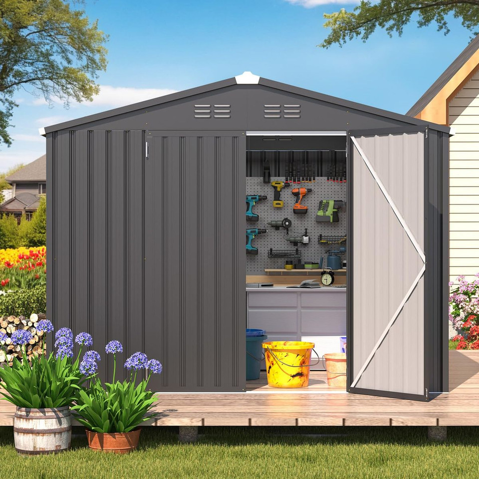 8' x 6' Metal Outdoor Lockable Storage Shed product image