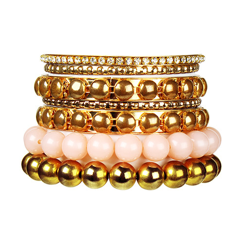 Retro Burnished Gold Inlaid Rhinestone Bangle Bracelet (7 Piece Set) product image