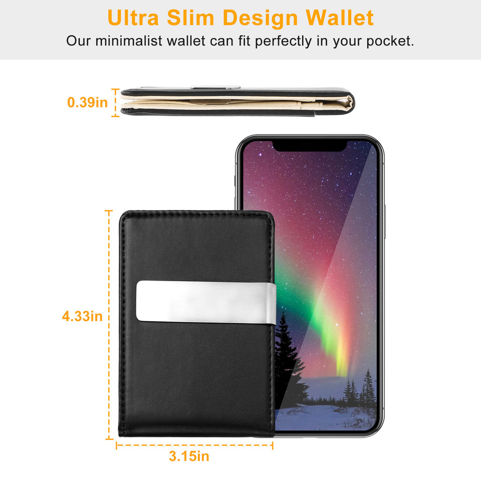 RFID Blocking Slim PU Leather Bifold Wallet with Money Clip product image