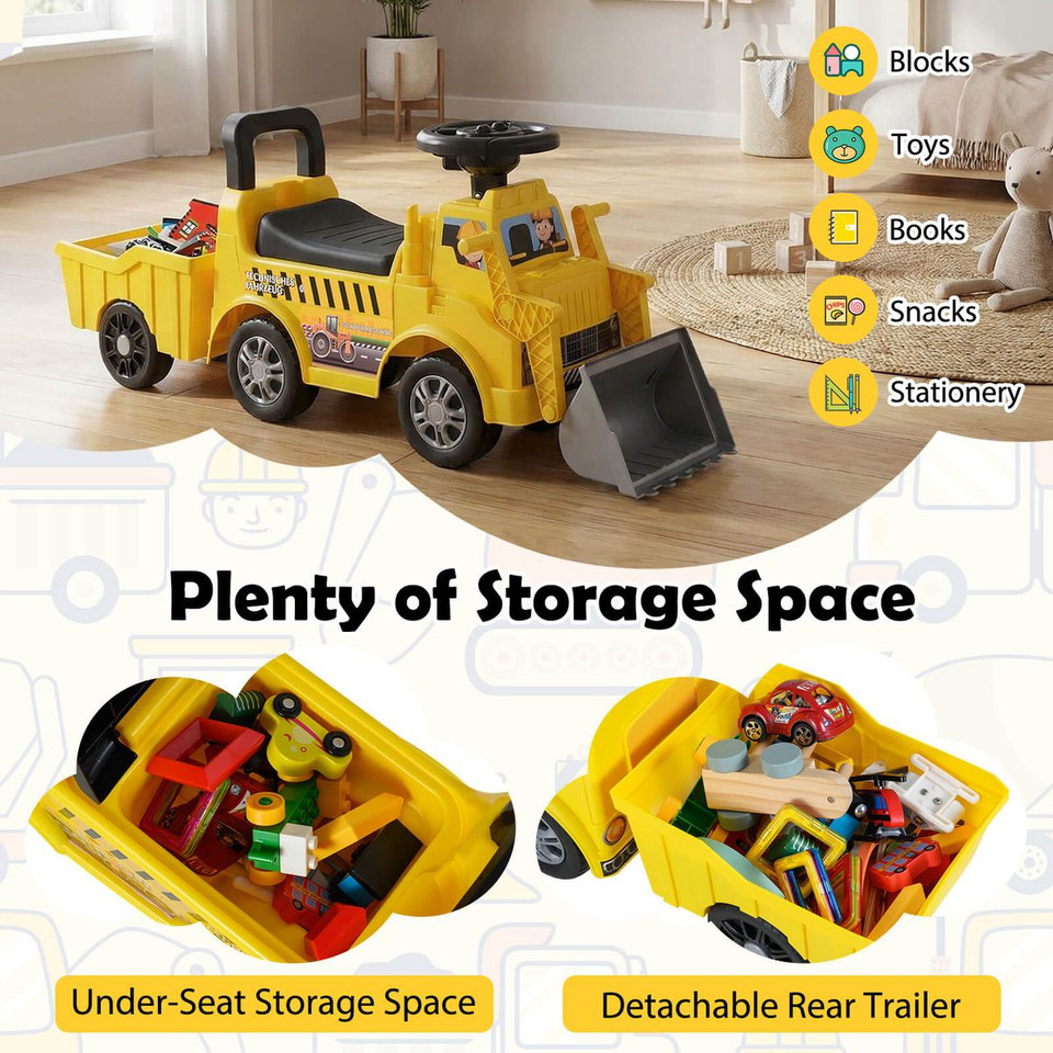2-in-1 Ride on Excavator with Detachable Trailer Shovel product image