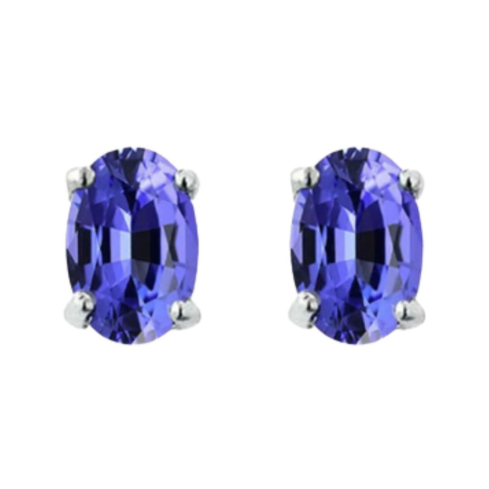 925 Sterling Silver 2 ct. Glass Tanzanite Round Stud Earrings product image