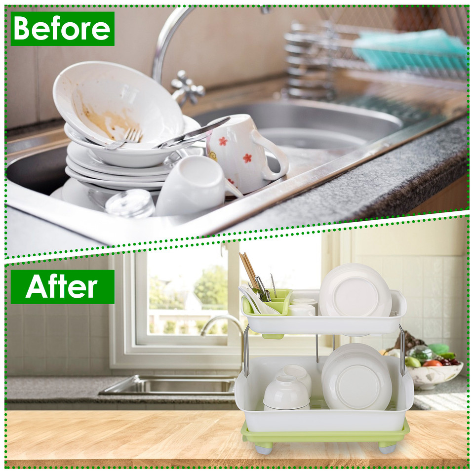 NewHome™ 2-Tier Dish Drying Rack product image