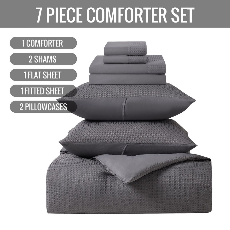 Kathy Ireland Waffle Textured Comforter Set (7 Pieces) product image