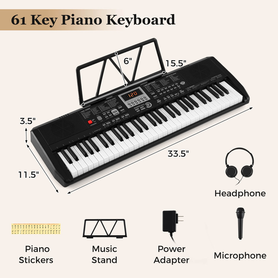 61-Key Electric Portable Digital Keyboard Bundle product image