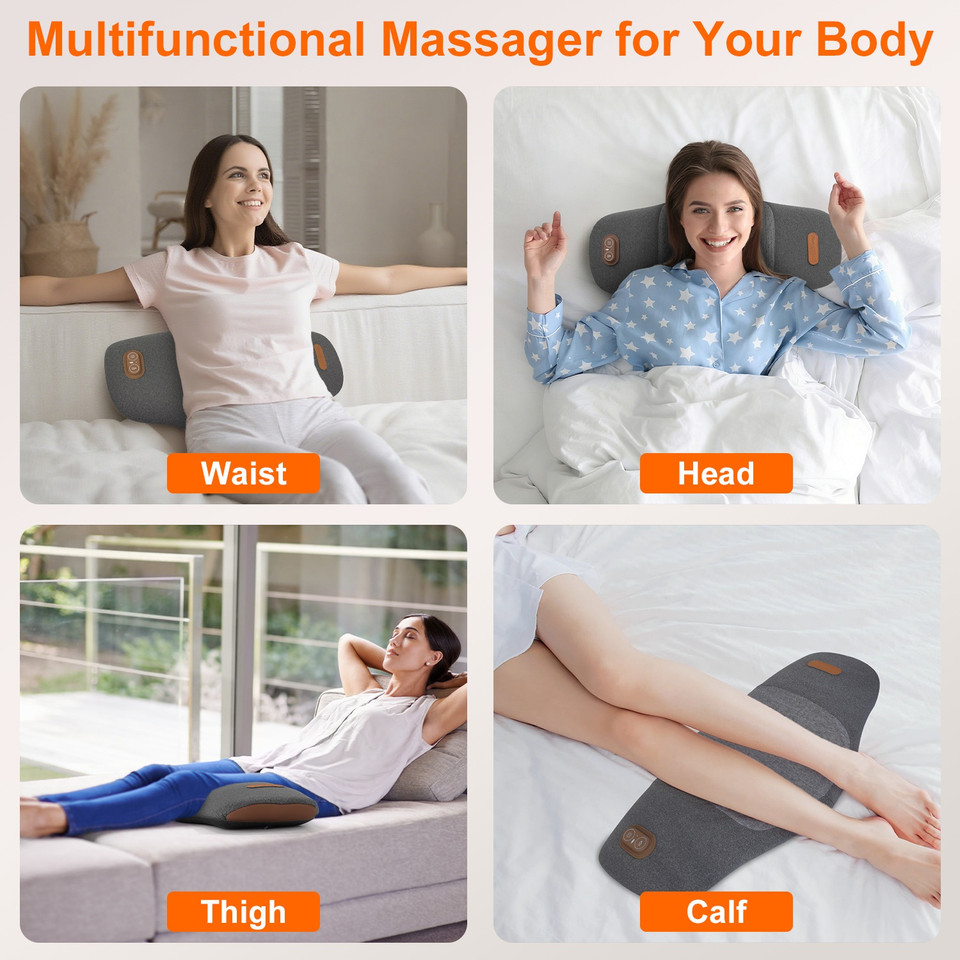2-in-1 Heated Lumbar Support Massager Pillow with Eye Mask product image