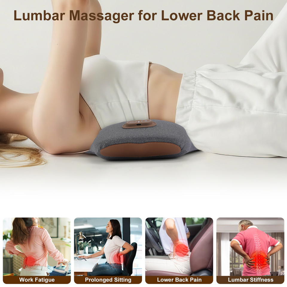 2-in-1 Heated Lumbar Support Massager Pillow with Eye Mask product image