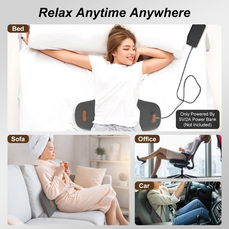2-in-1 Heated Lumbar Support Massager Pillow with Eye Mask product image