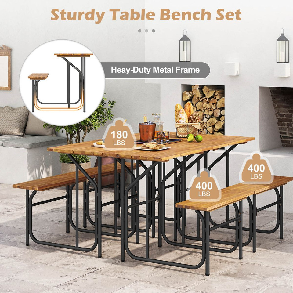 Patio Table and One Sided Bench Set (1 or 2-Pack) product image