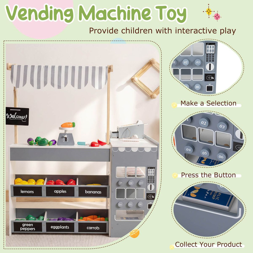 Kids Grocery Store Playset with Play Food and Cart product image
