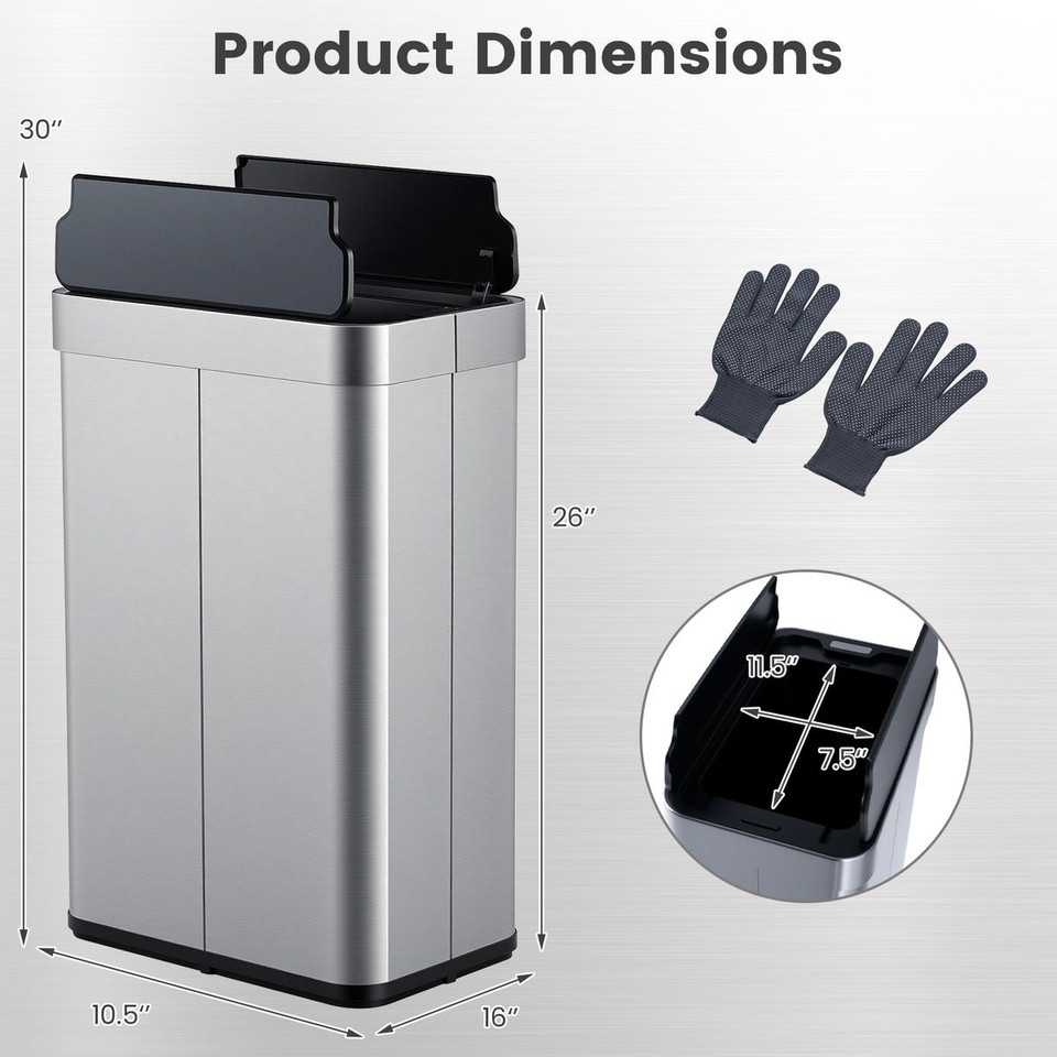 16-Gallon Trash Can with Wing Lid and Motion Sensor Technology product image