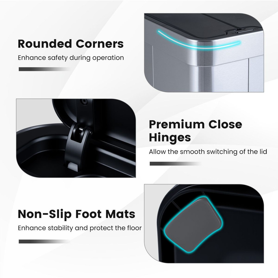 16-Gallon Trash Can with Wing Lid and Motion Sensor Technology product image